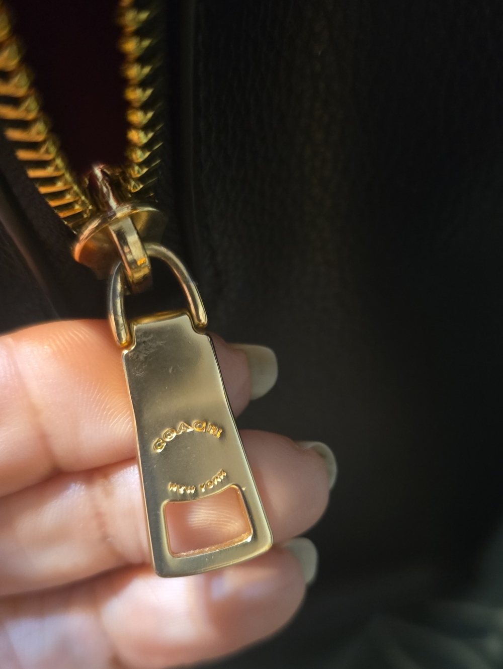 Coach Black Pebbled Leather Tote with Gold Hardware - Picture 9 of 11
